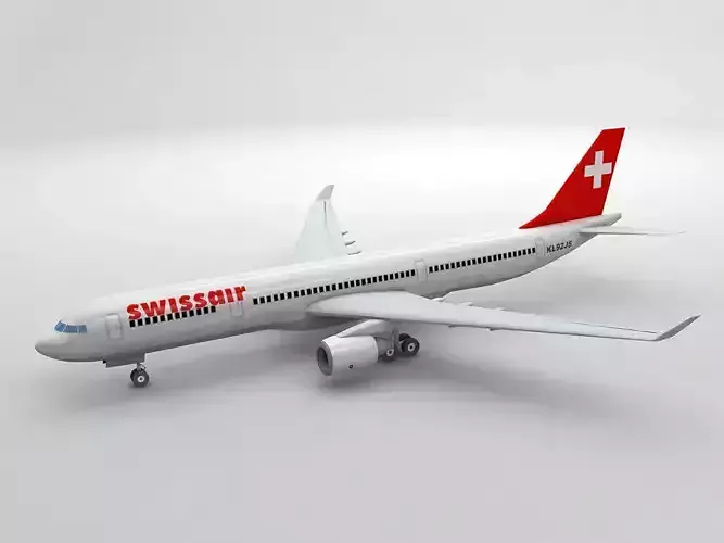  Airbus A330 Airliner - Swiss Air Low-poly 3D model