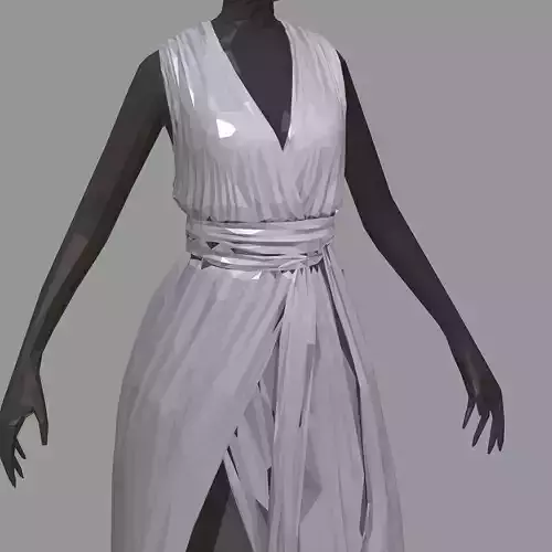 poly art women summer long grey dress white high heel shoes