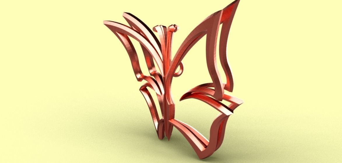 Butterfly Pendant  3D print model_7