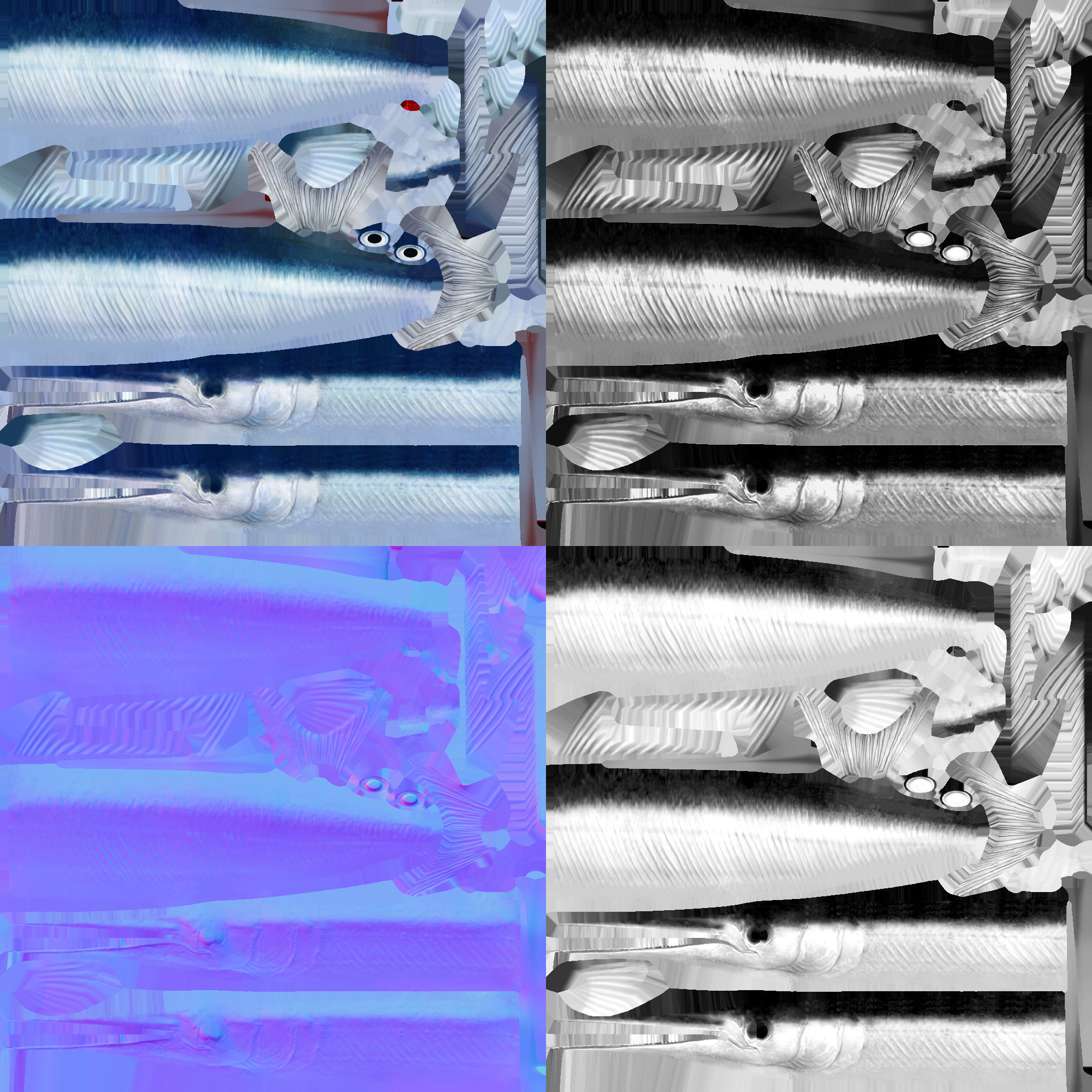 SwordFish fish with long tail Low-poly 3D model_10