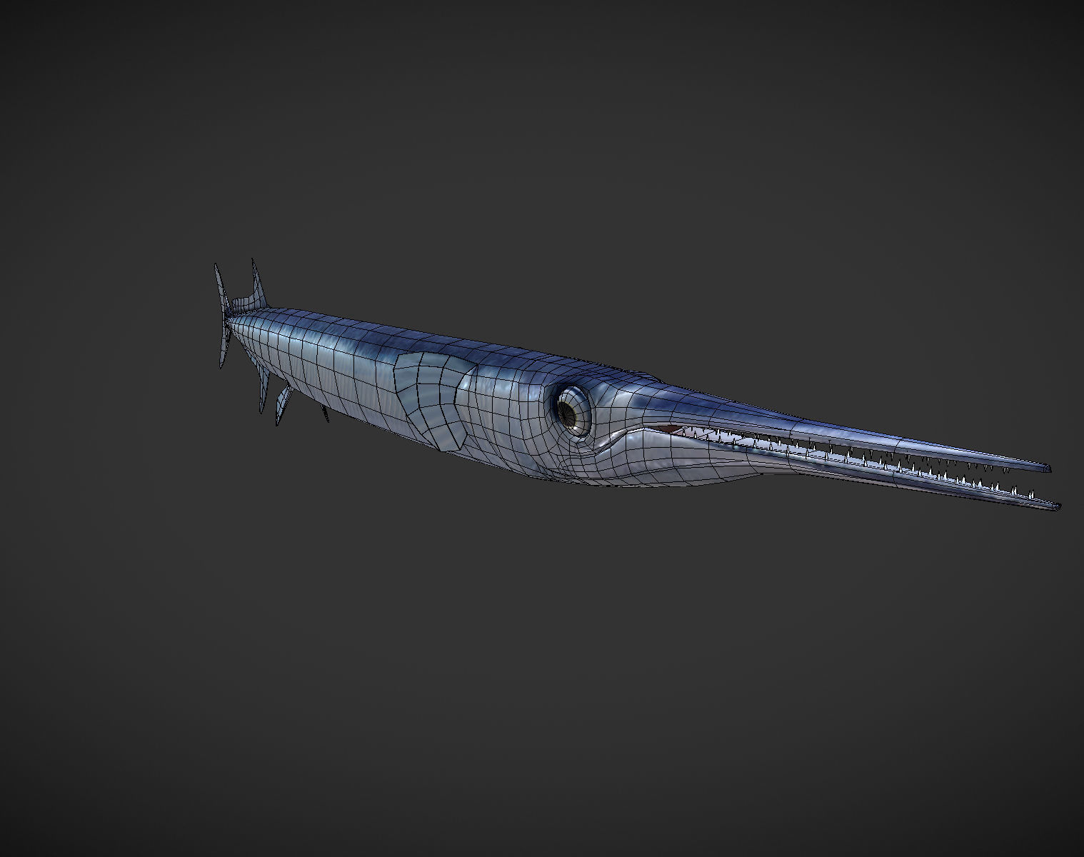 SwordFish fish with long tail Low-poly 3D model_4