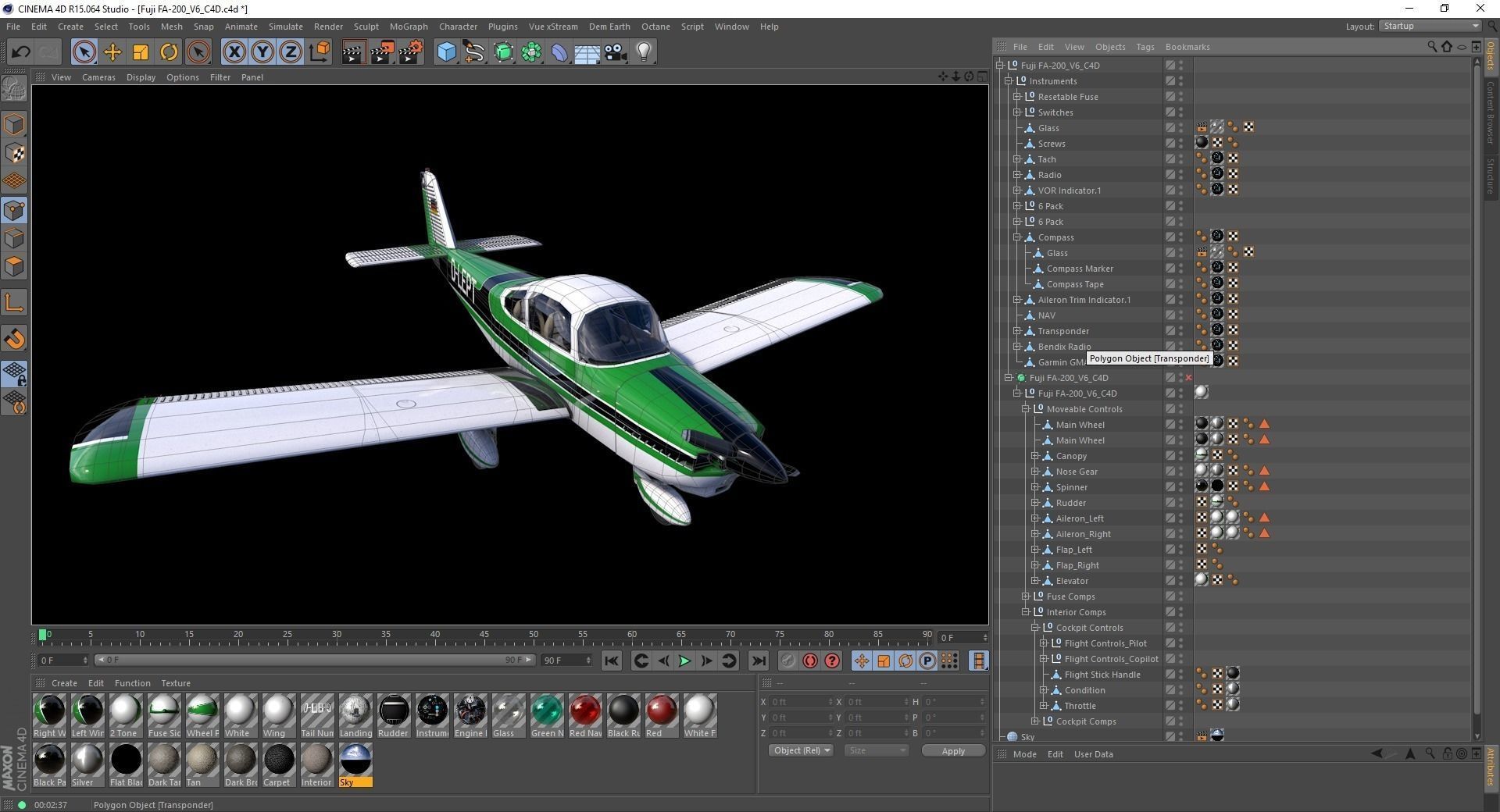 Fuji FA-200 Aero Subaru Low-poly 3D model_9