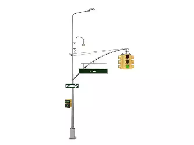 Street Light With Traffic Light 3D model
