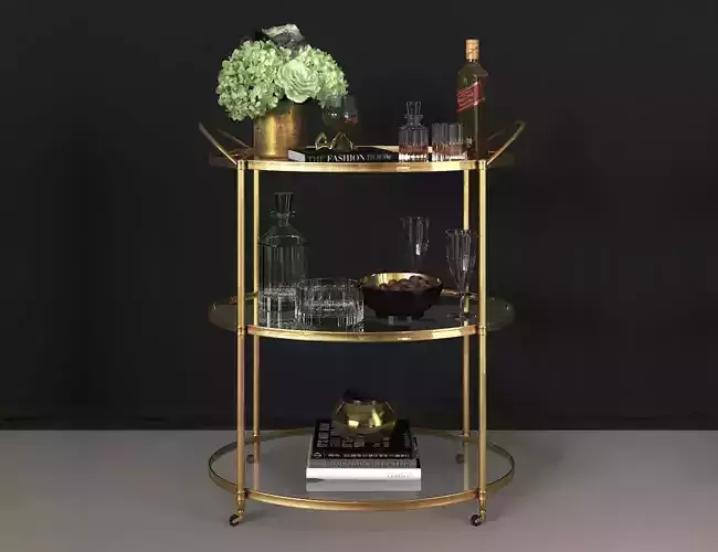 Arteriors Connaught Bar Trolley antique brass