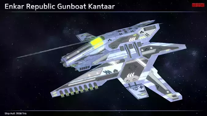Spaceship Enkar Republic Gunboat Kantaar Low-poly 3D model