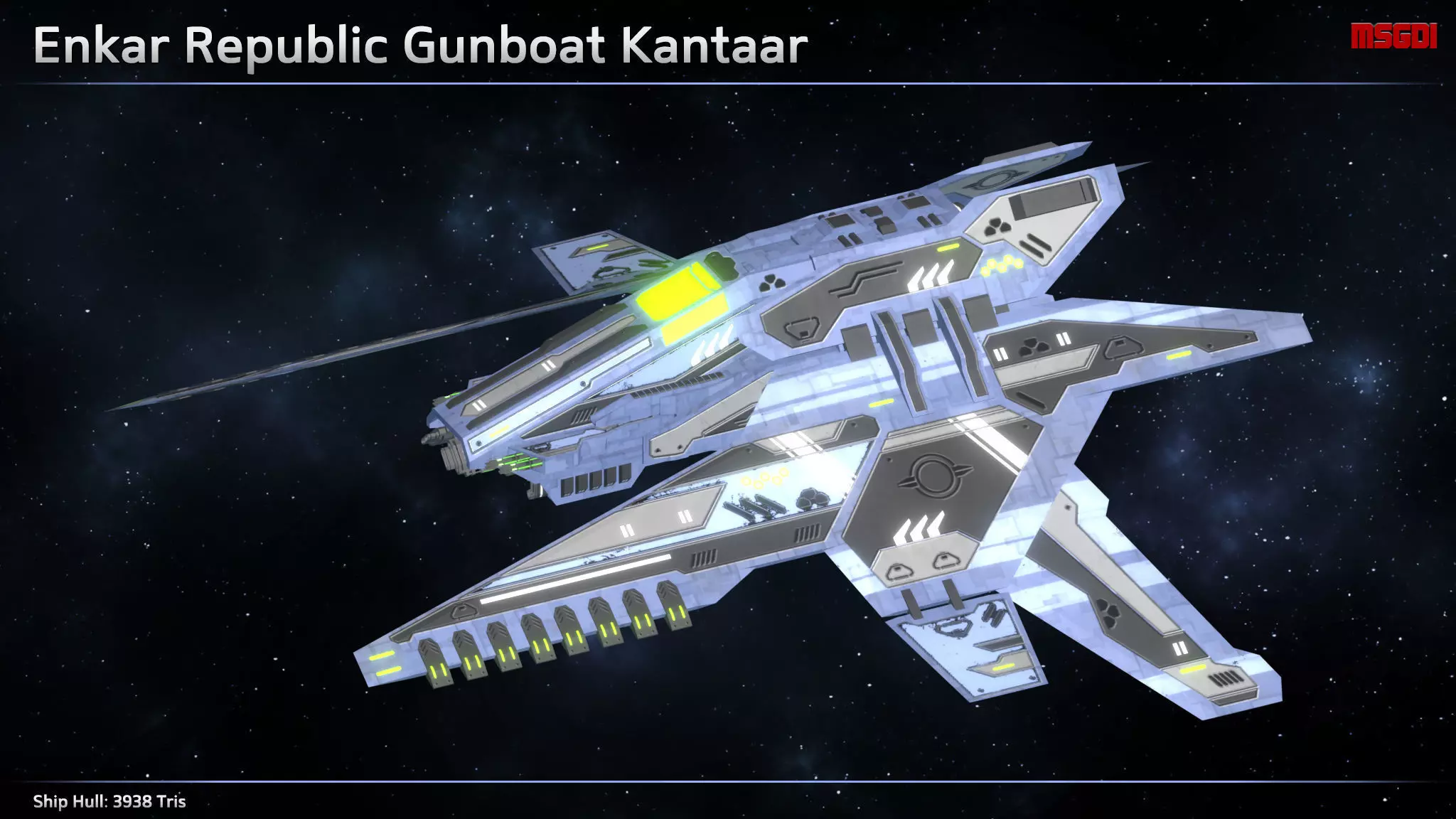 Spaceship Enkar Republic Gunboat Kantaar Low-poly 3D model_0