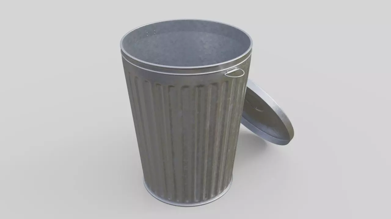 Dustbin 3 Textured 3D model_0