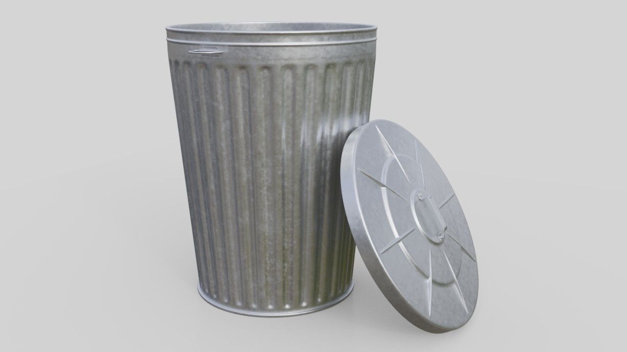Dustbin 3 Textured 3D model_1