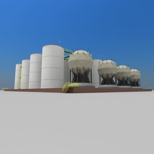 Factory Oil Tanks 3D model
