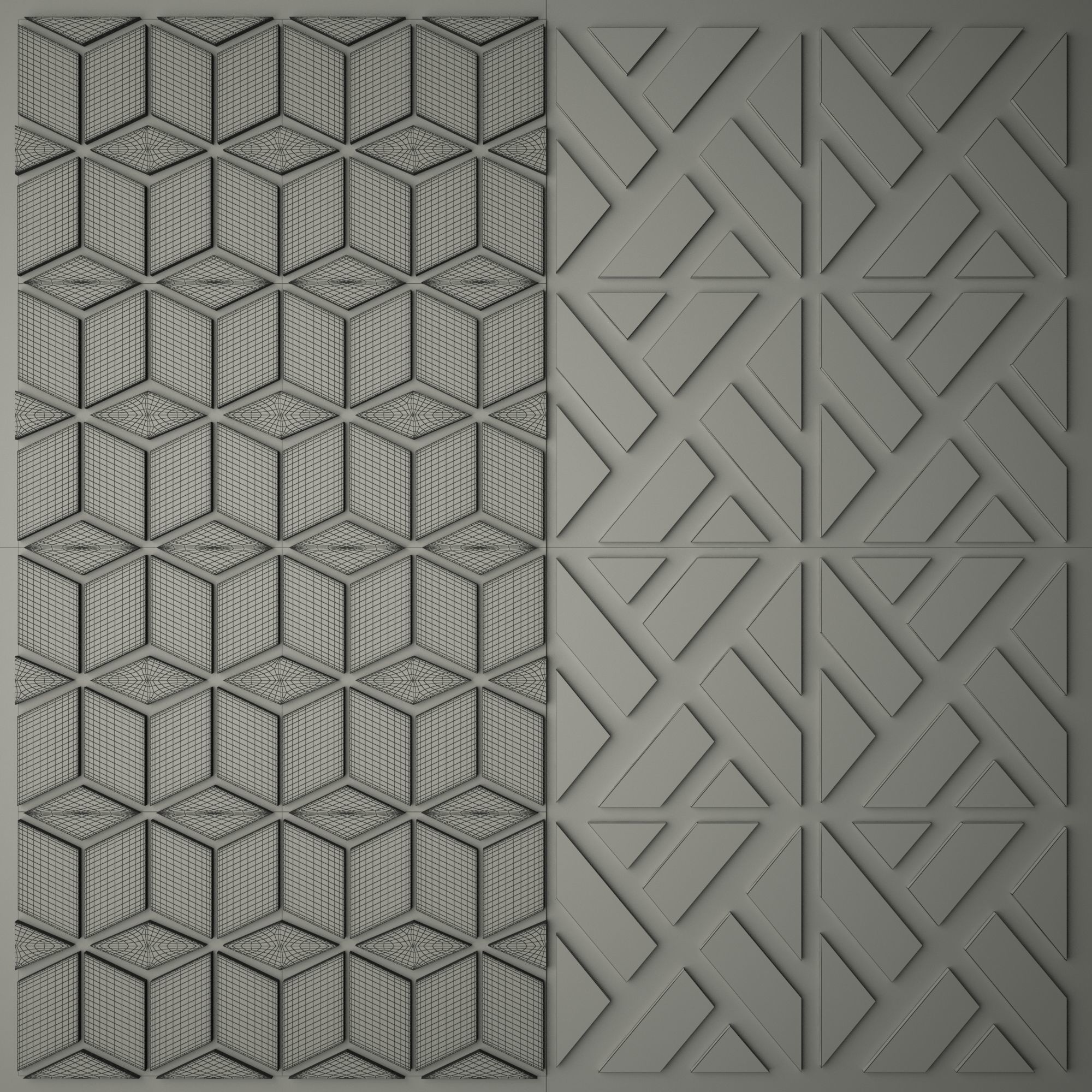 Polygonal Panel 3D model_1