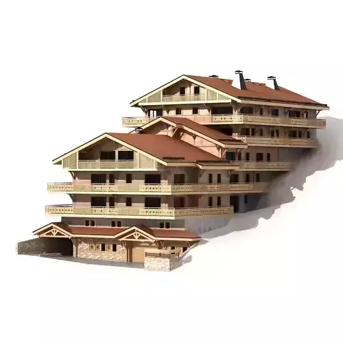 Classic wooden mountain house chalet 3D model