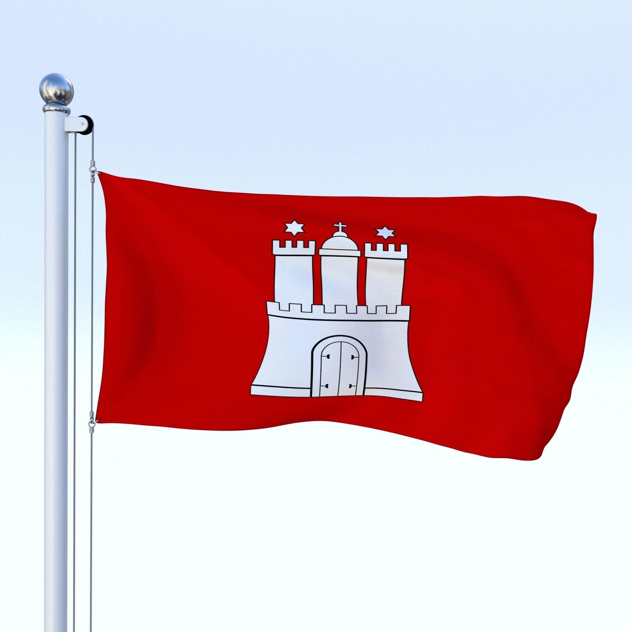 Animated German Flag Pack 3D model_2