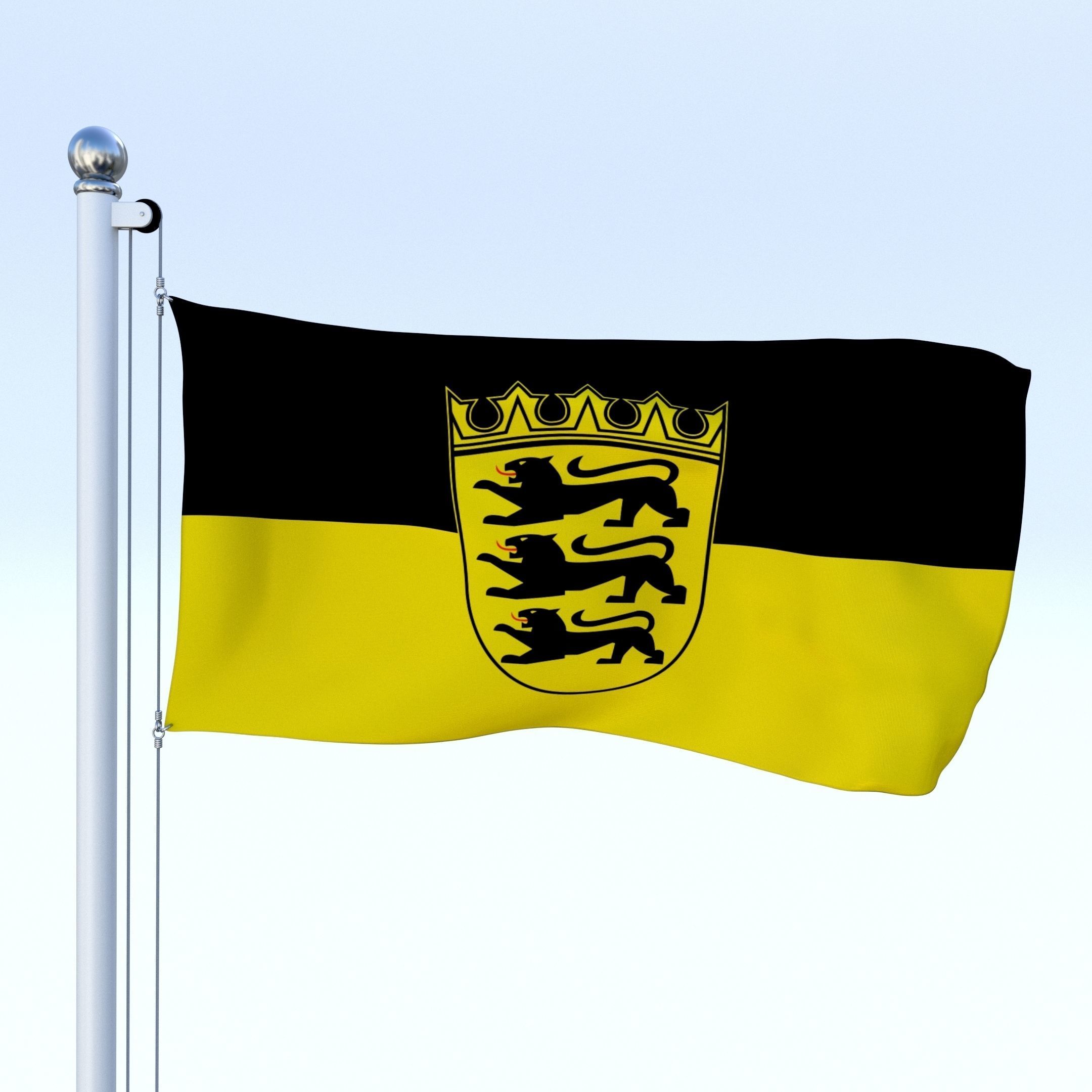 Animated German Flag Pack 3D model_10