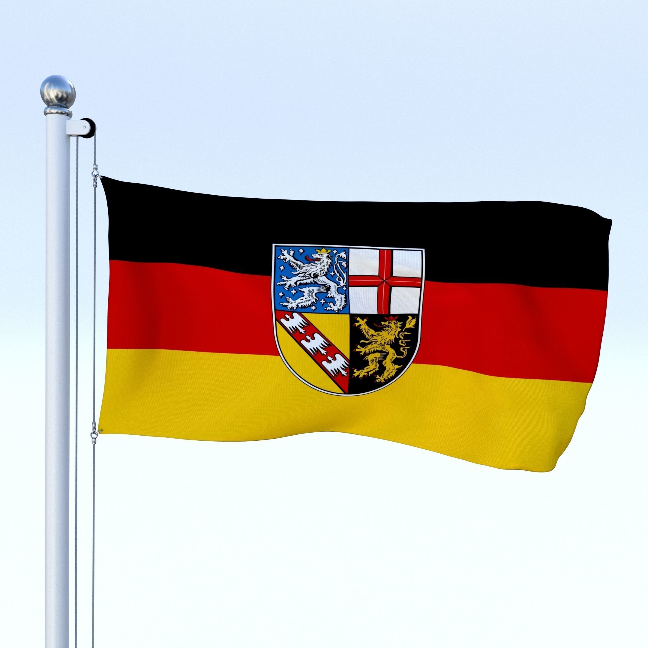 Animated German Flag Pack 3D model_15