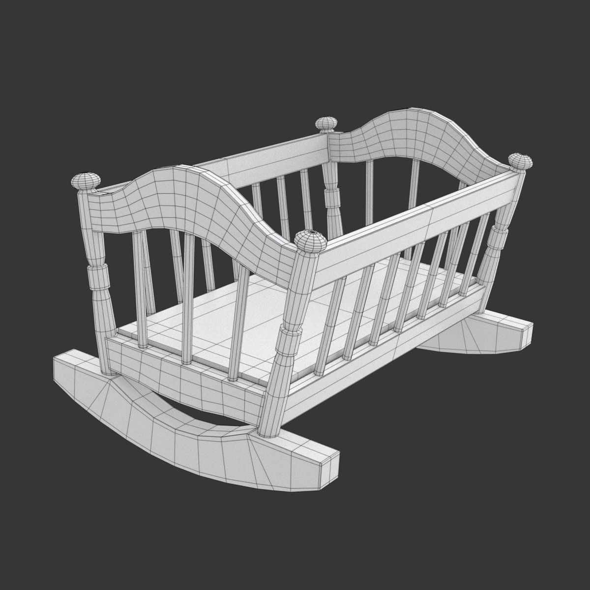 Wooden Cradle 3D model_13