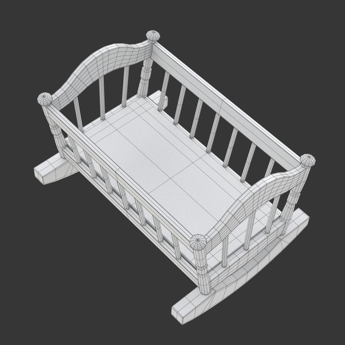 Wooden Cradle 3D model_17