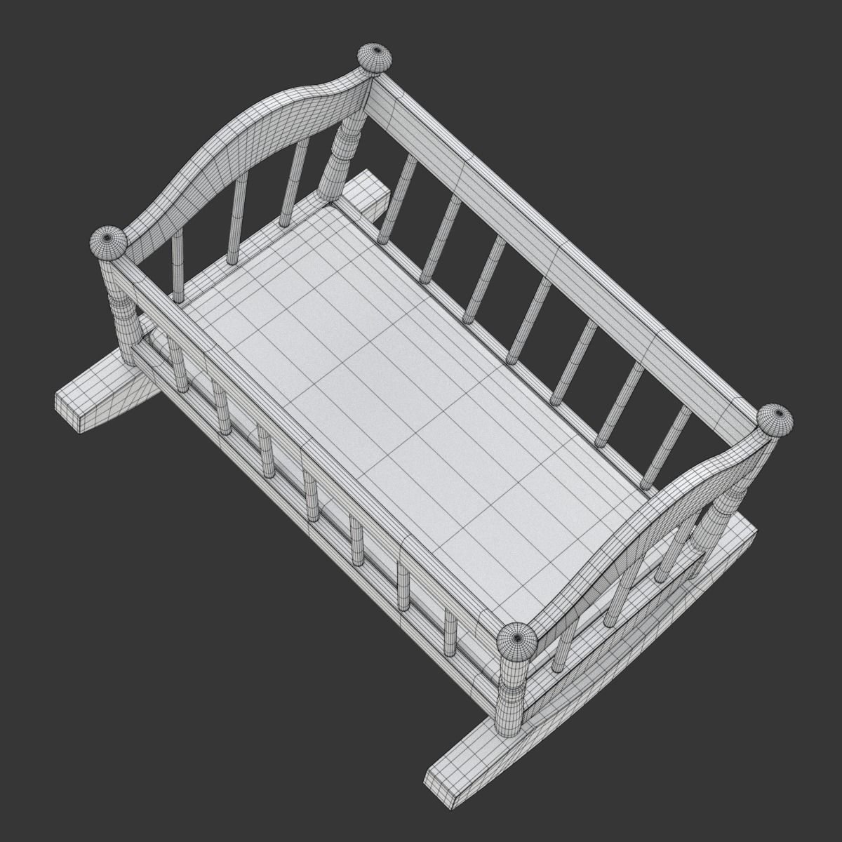 Wooden Cradle 3D model_19