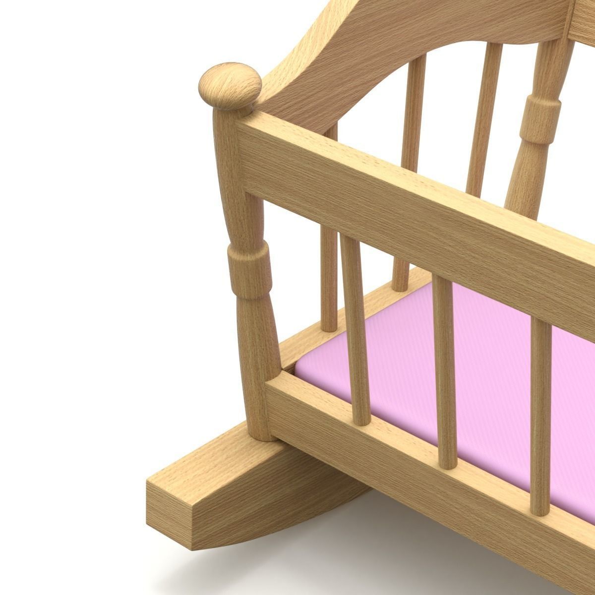 Wooden Cradle 3D model_2