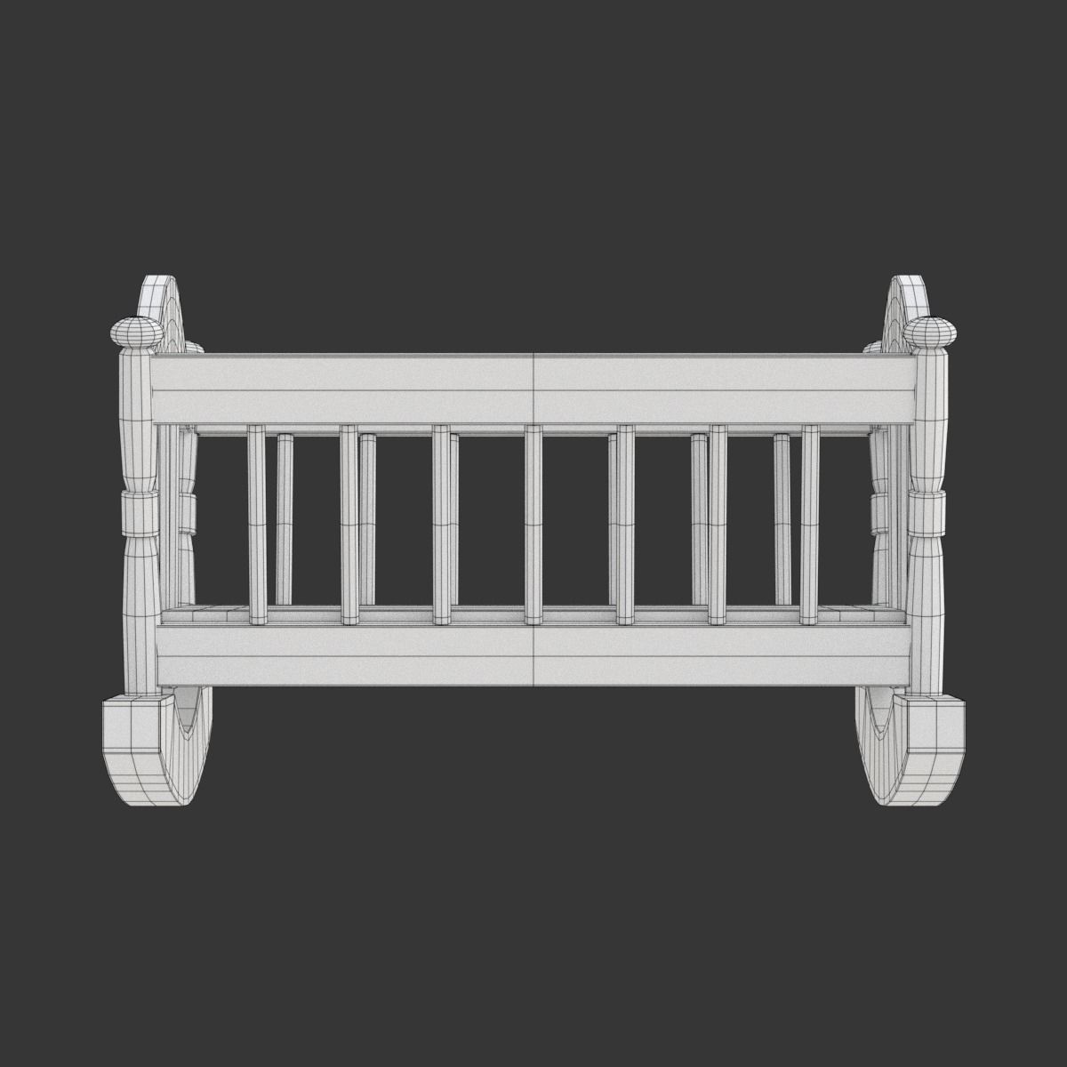 Wooden Cradle 3D model_14