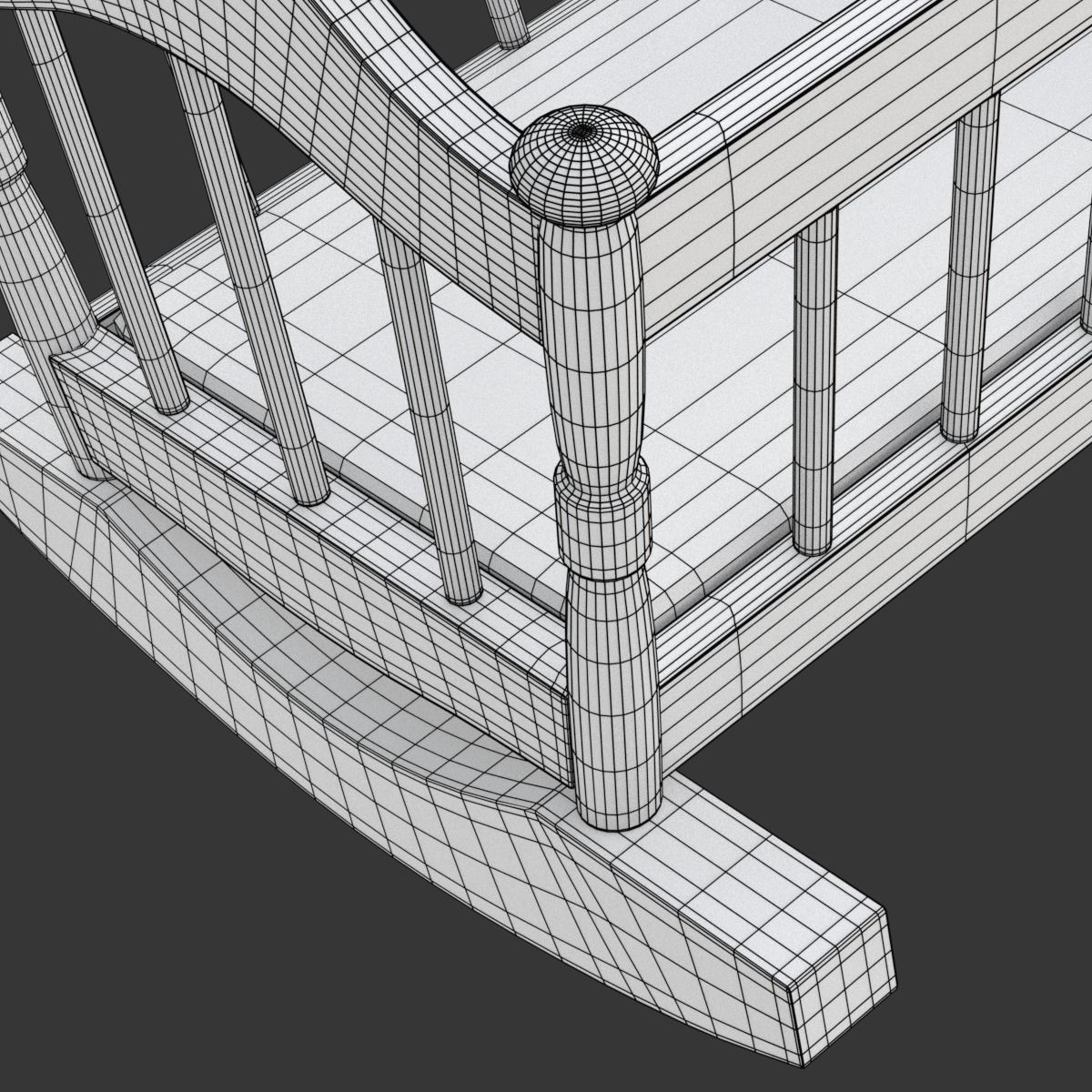 Wooden Cradle 3D model_22