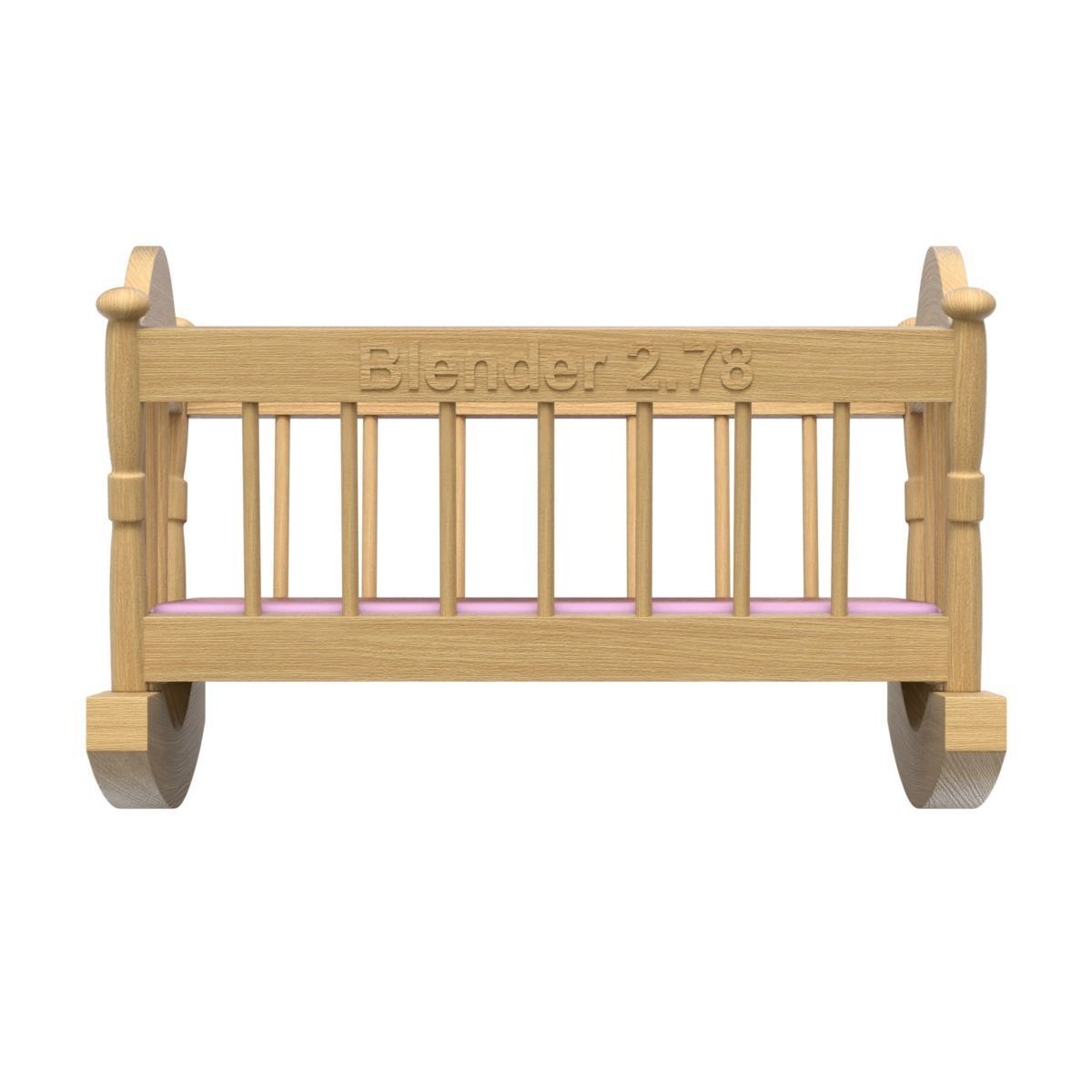 Wooden Cradle 3D model_1