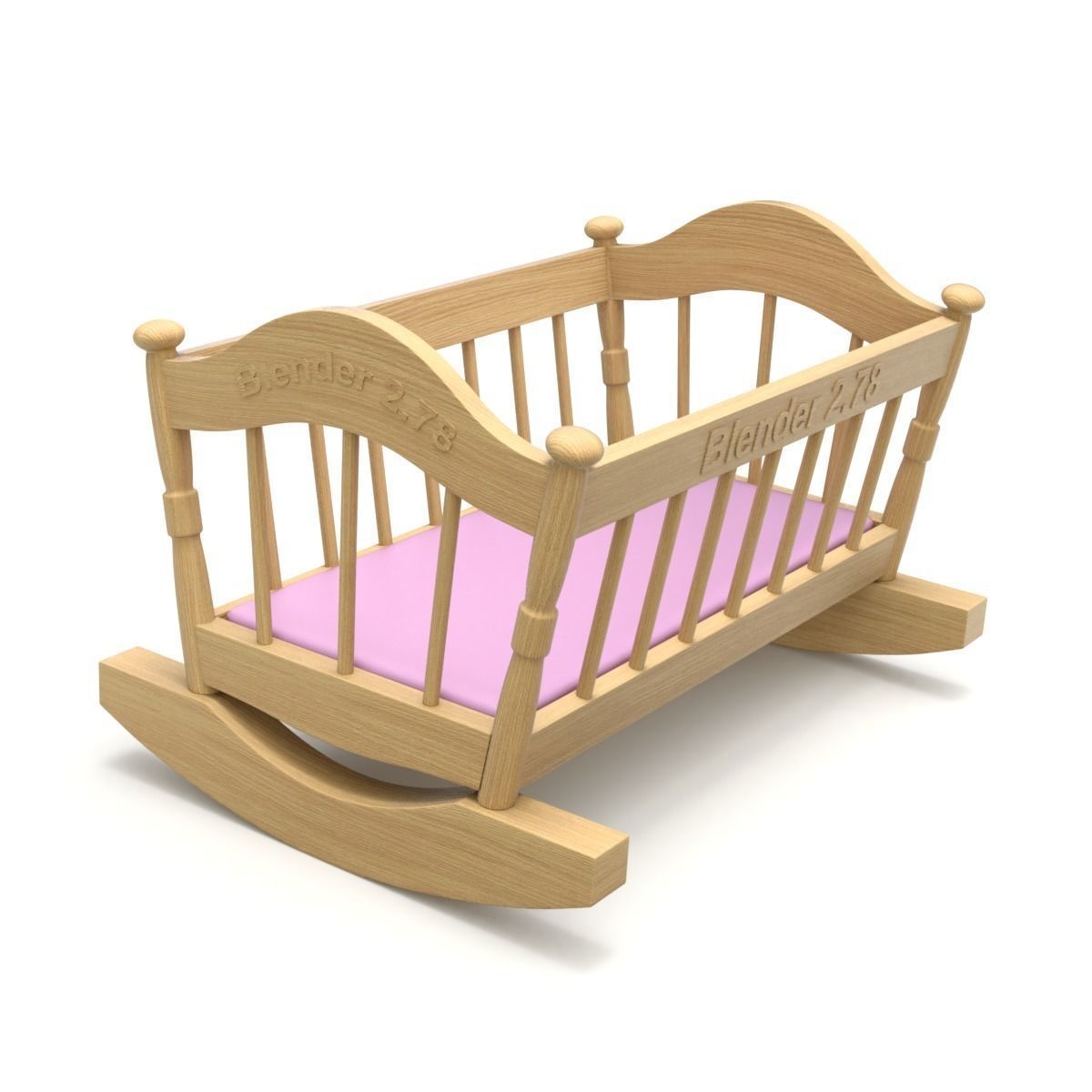 Wooden Cradle 3D model_8