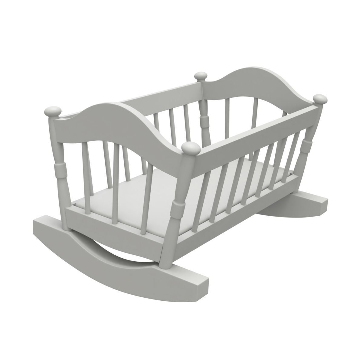 Wooden Cradle 3D model_10