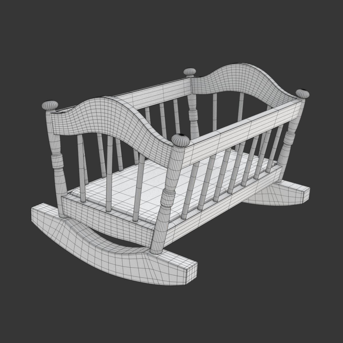 Wooden Cradle 3D model_18