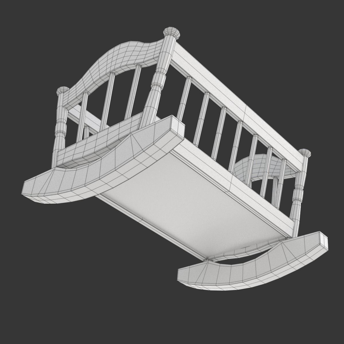 Wooden Cradle 3D model_16