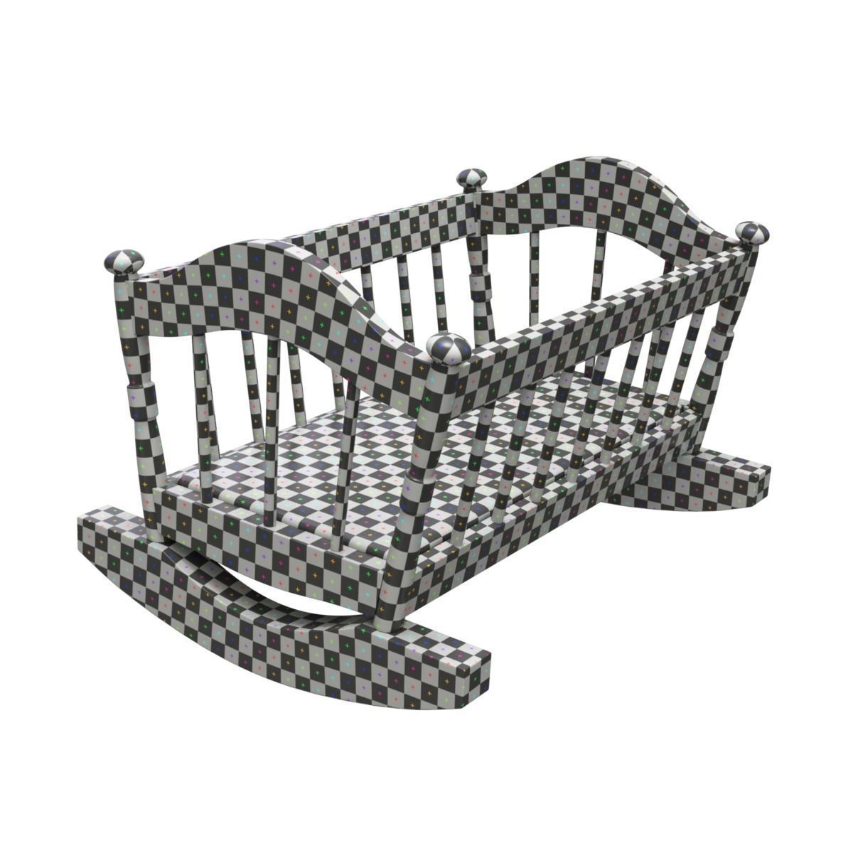 Wooden Cradle 3D model_9