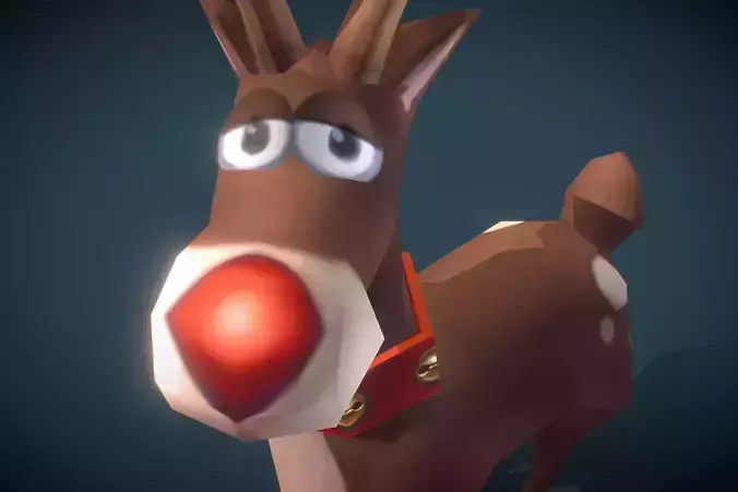 Rudolph Reindeer - Low Poly Hand Painted Low-poly 3D model