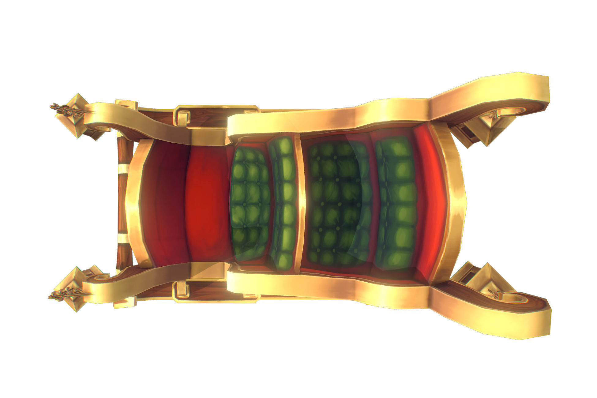 Santa Sleigh - Low Poly Hand Painted Low-poly 3D model_3