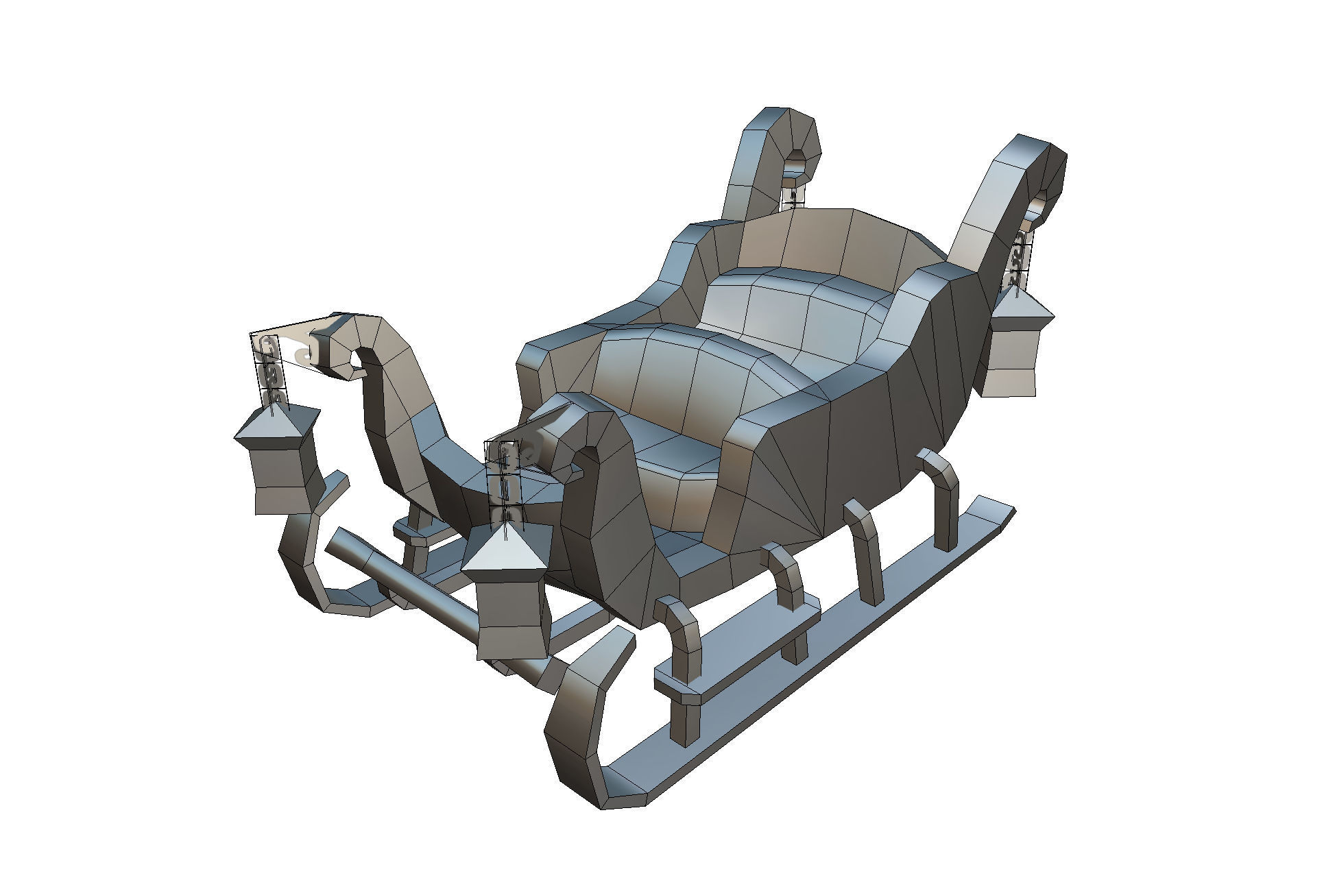 Santa Sleigh - Low Poly Hand Painted Low-poly 3D model_1