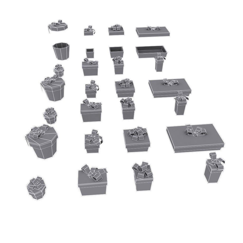 Christmas Tree and Presents - Low Poly Hand Painted Low-poly 3D model_4