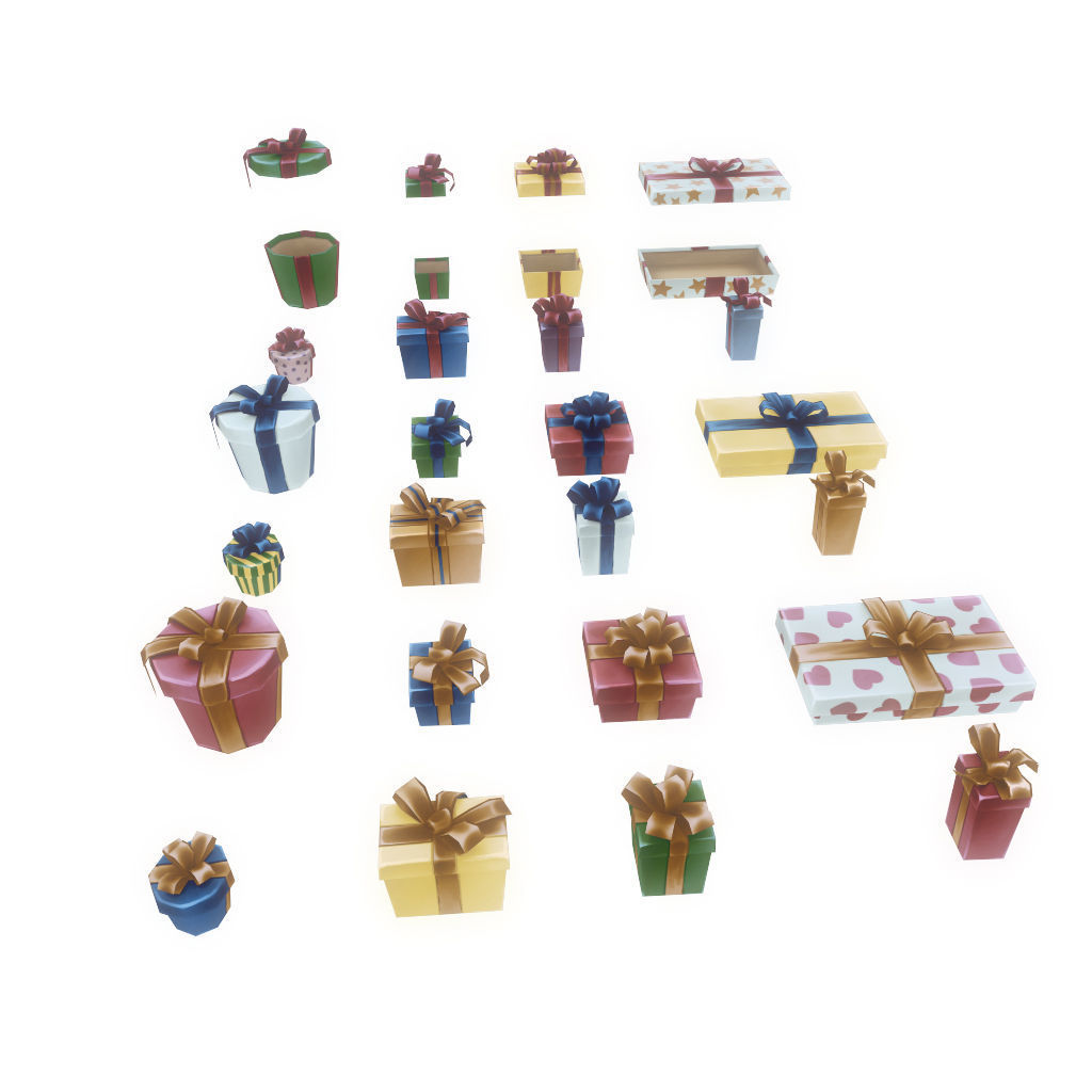 Christmas Tree and Presents - Low Poly Hand Painted Low-poly 3D model_3