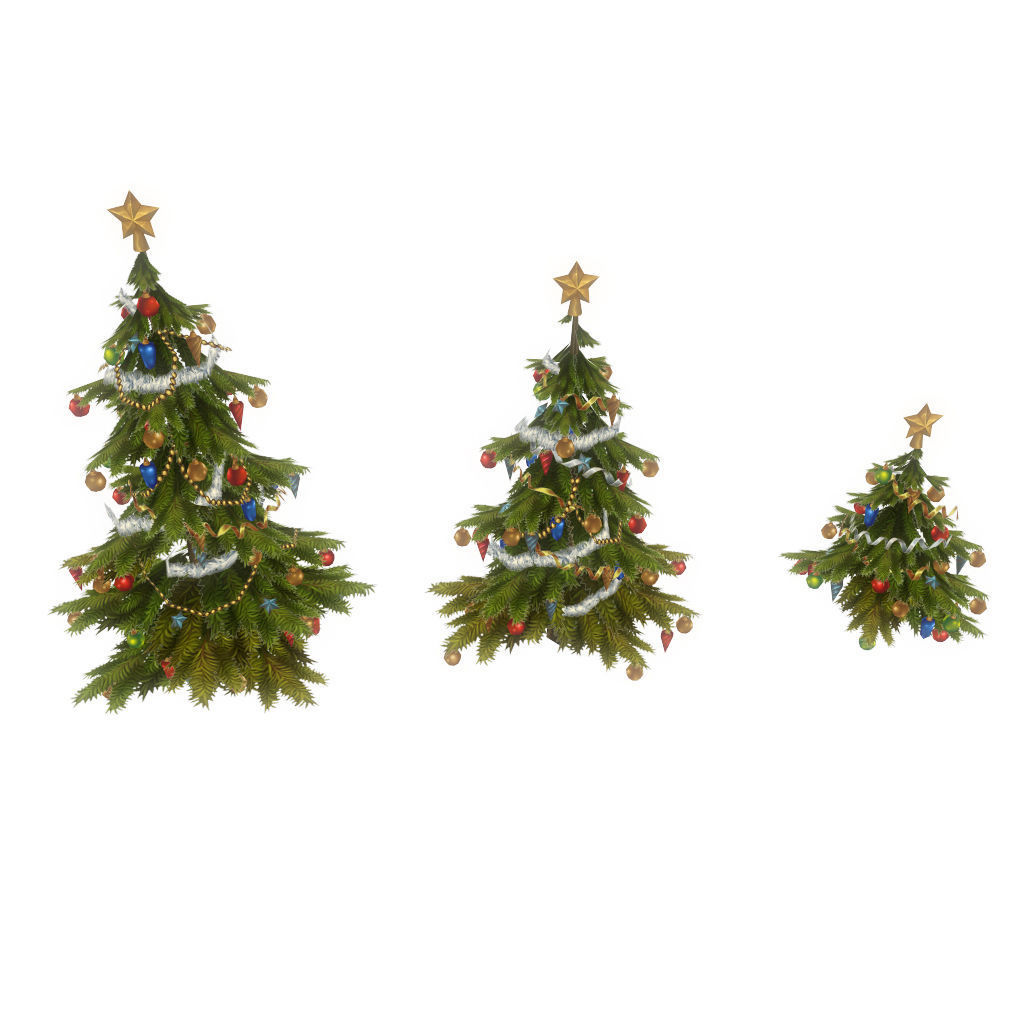 Christmas Tree and Presents - Low Poly Hand Painted Low-poly 3D model_1