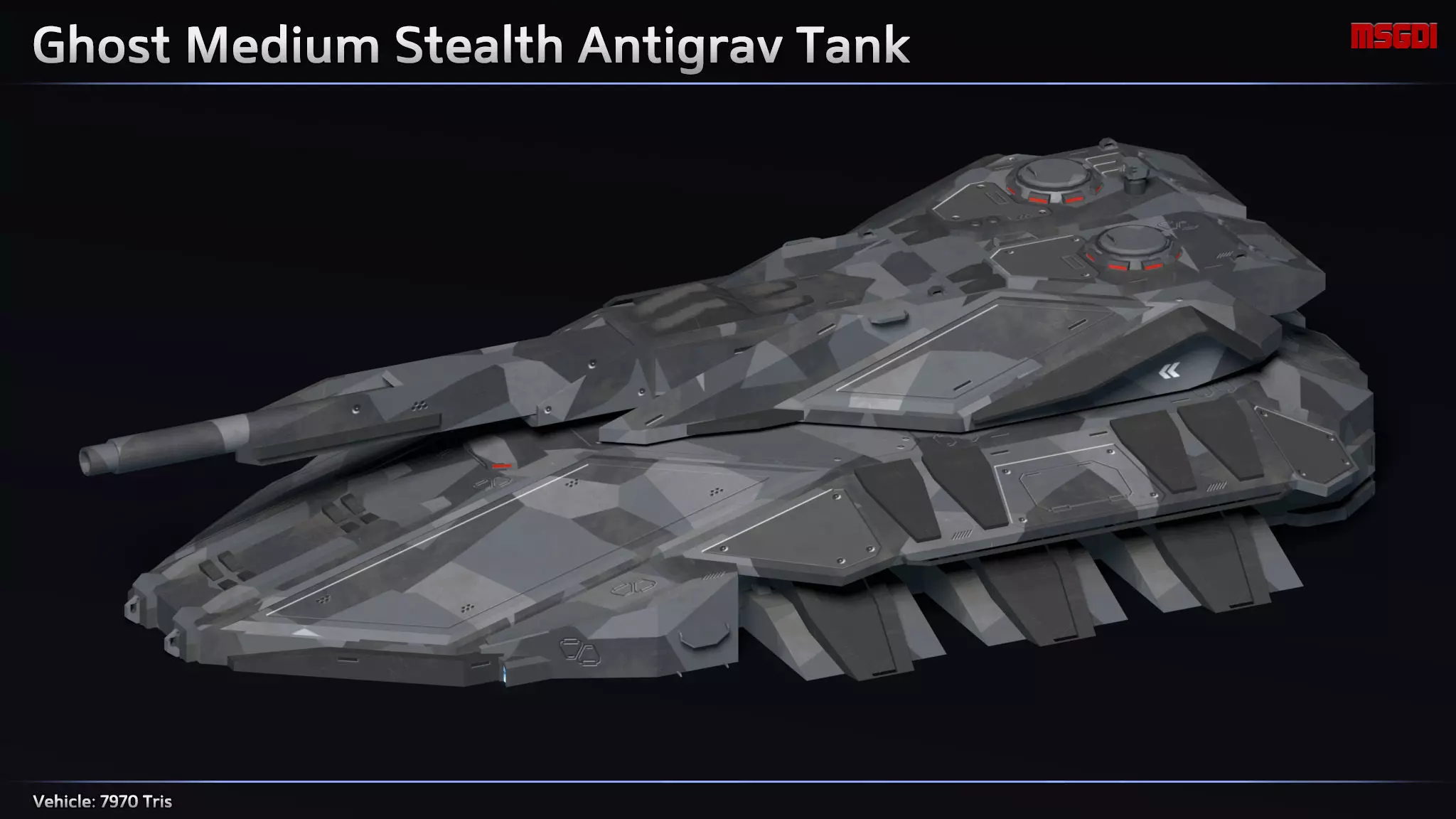 Scifi Ghost Medium Stealth Antigrav Tank Low-poly 3D model