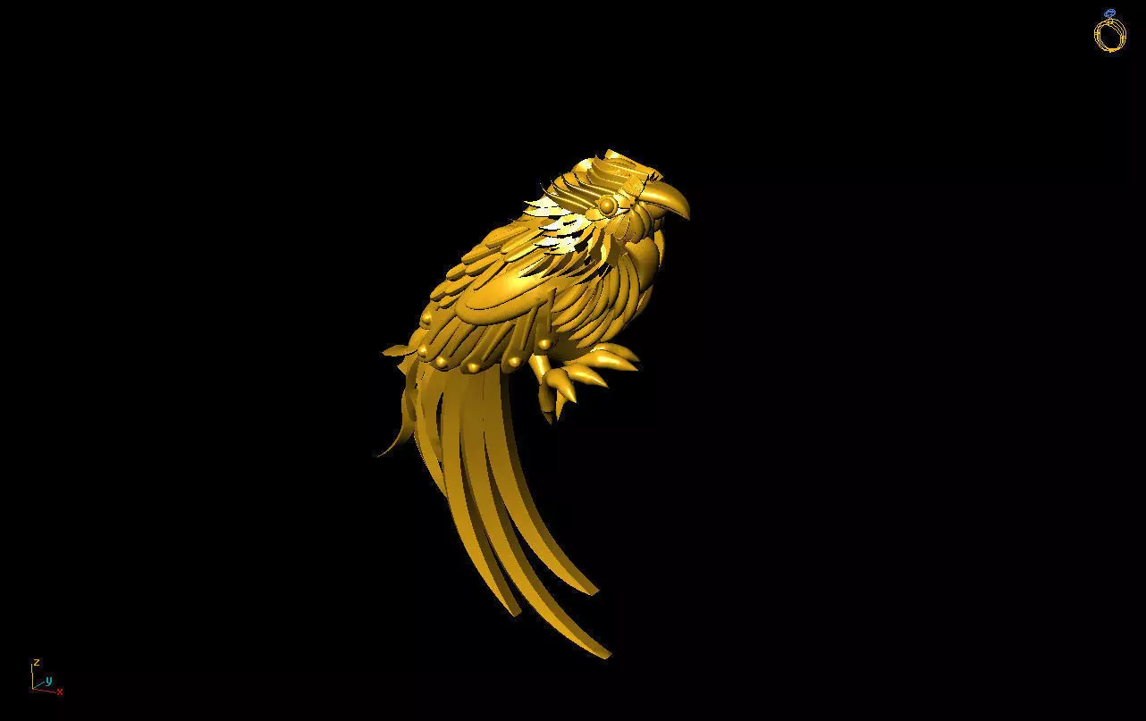 Birds gold parrot 3D print model_0