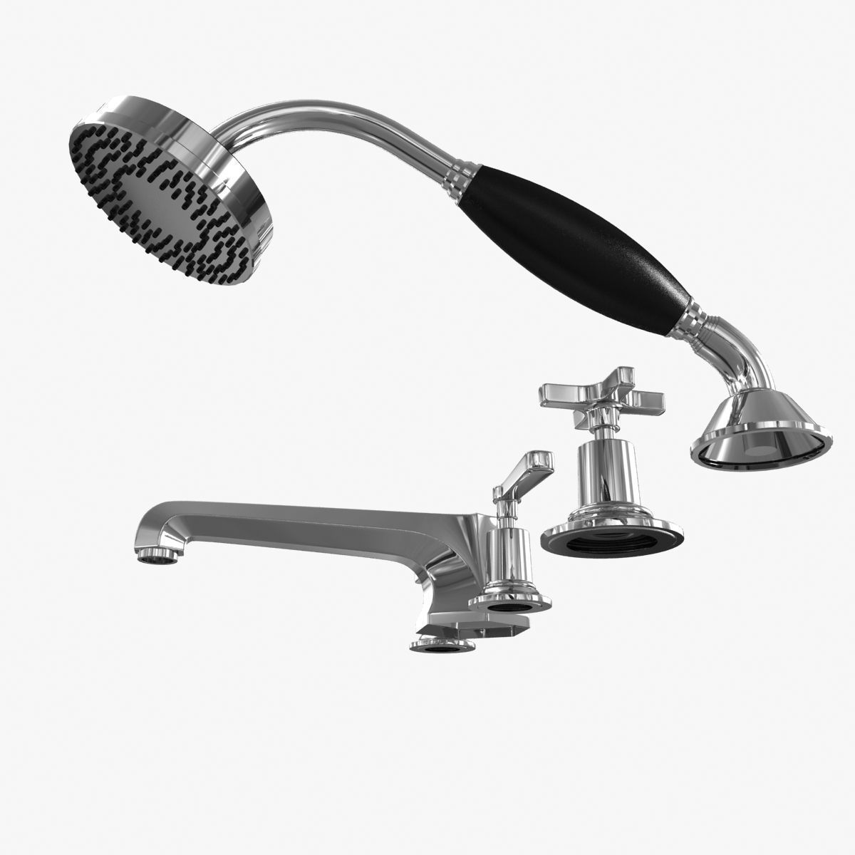 Lefroy Brooks Mackintosh lever 5-hole bath tap set 3D model_2
