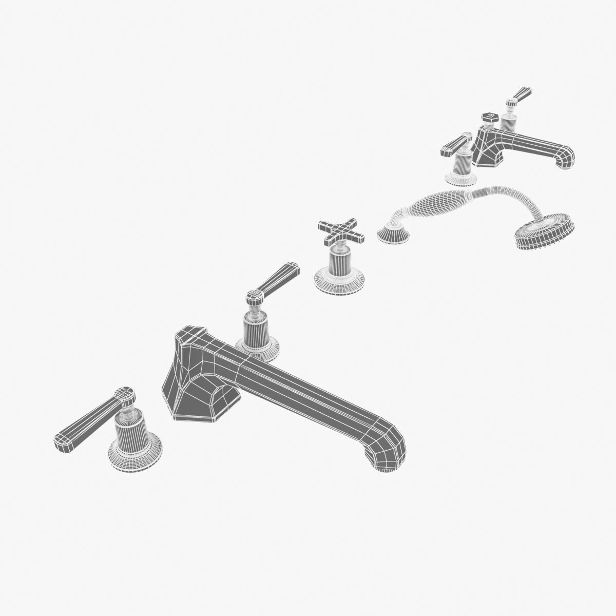 Lefroy Brooks Mackintosh lever 5-hole bath tap set 3D model_8