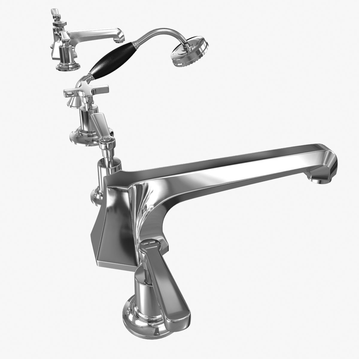 Lefroy Brooks Mackintosh lever 5-hole bath tap set 3D model_5
