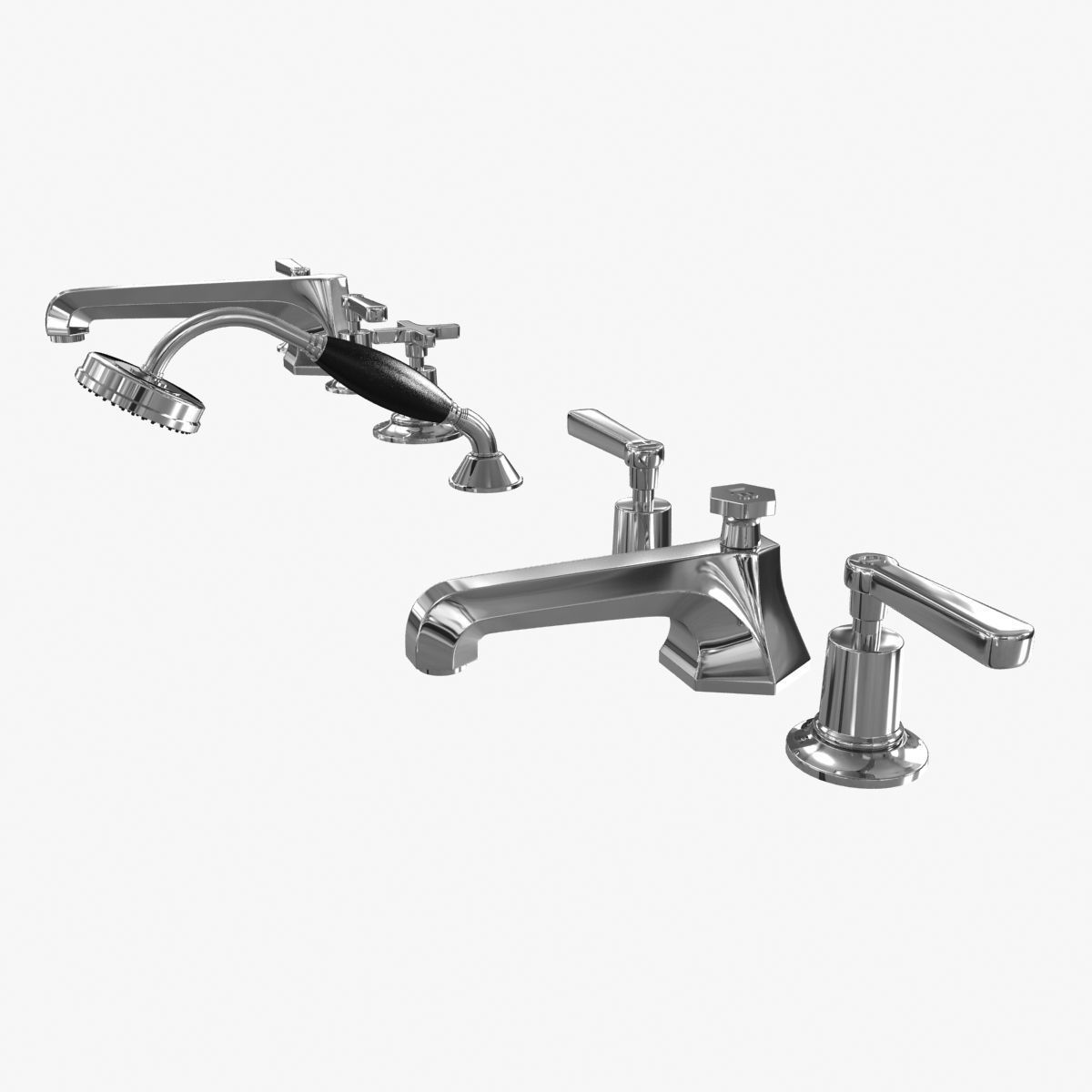 Lefroy Brooks Mackintosh lever 5-hole bath tap set 3D model_3
