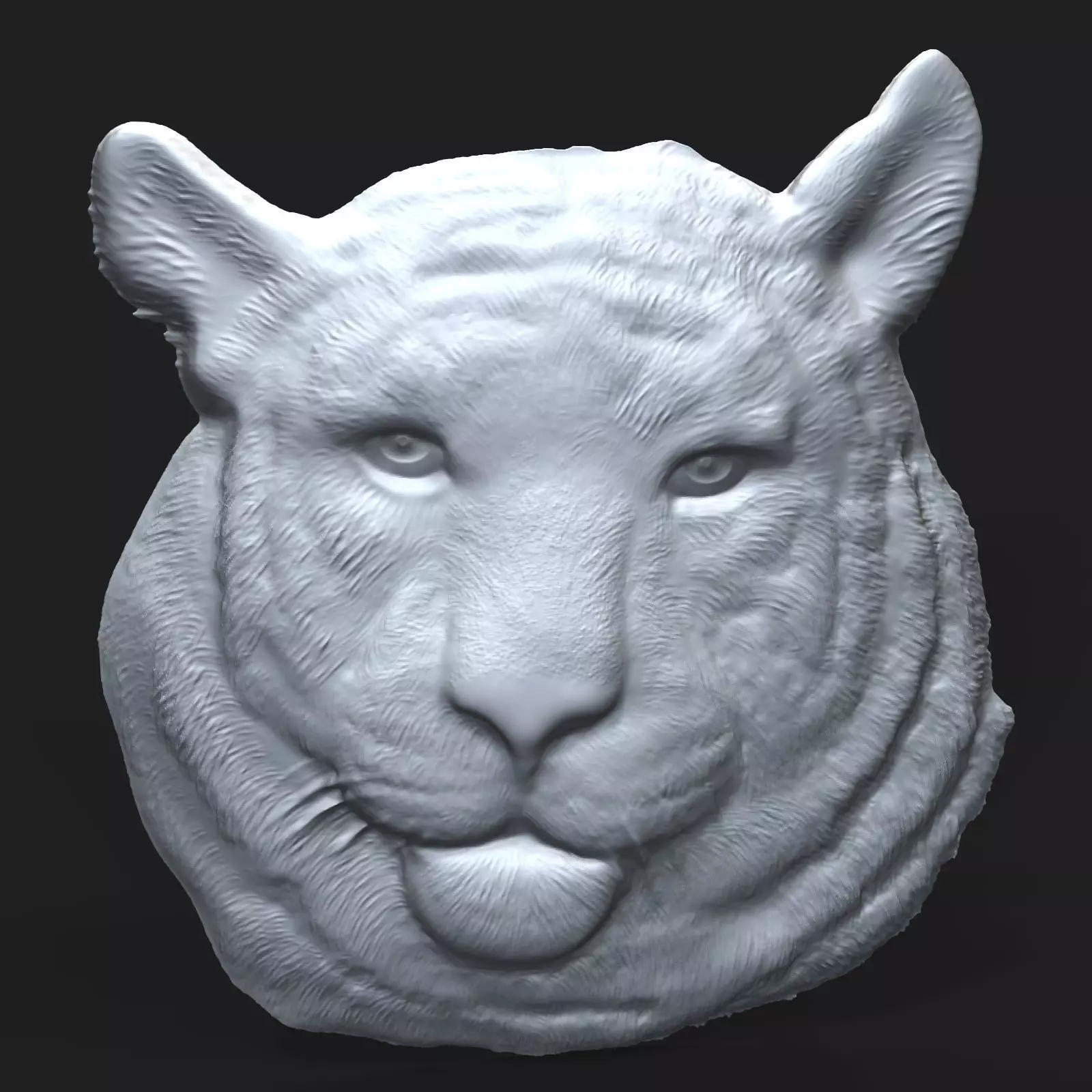 Siberian tiger head bas relief 3D print model