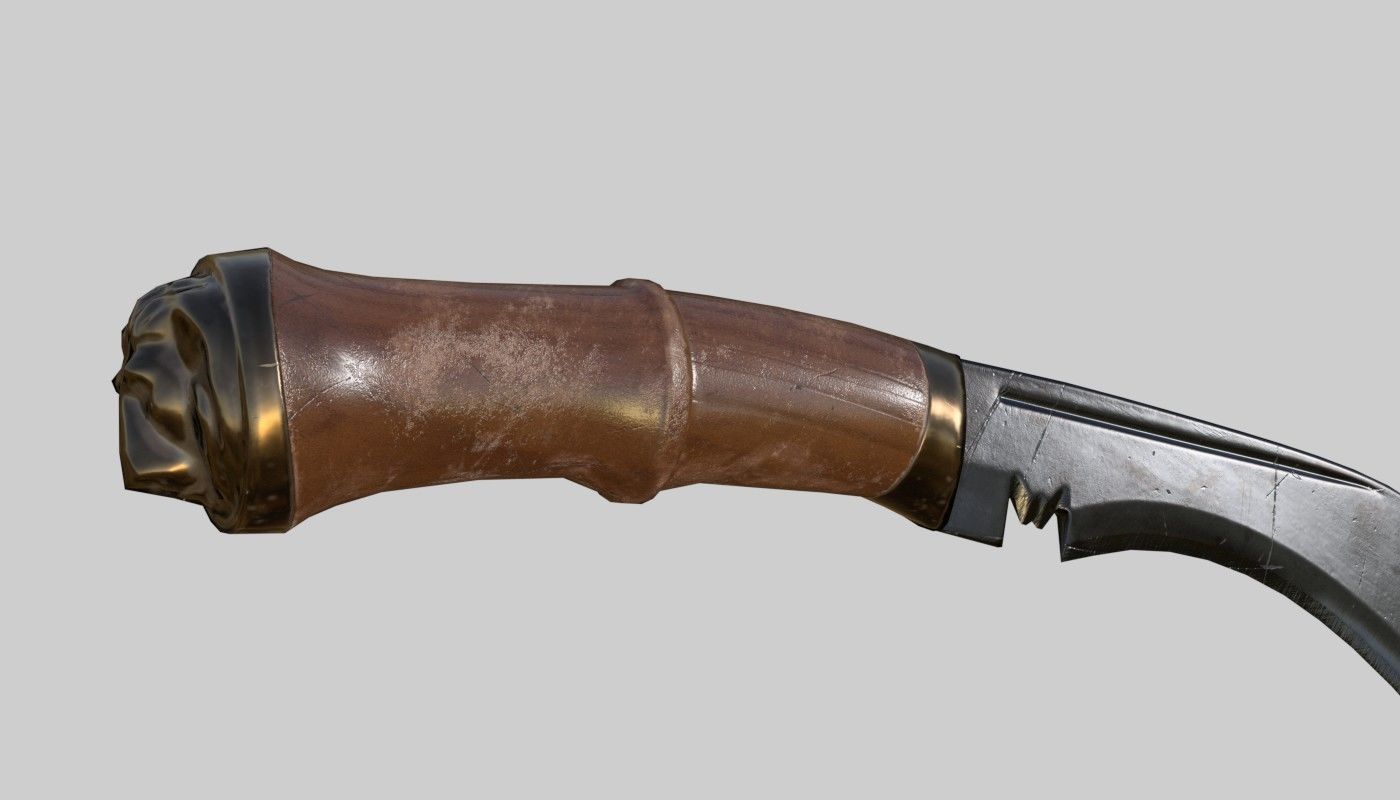 Knife Kukri PBR Game Ready Low Poly Low-poly 3D model_2