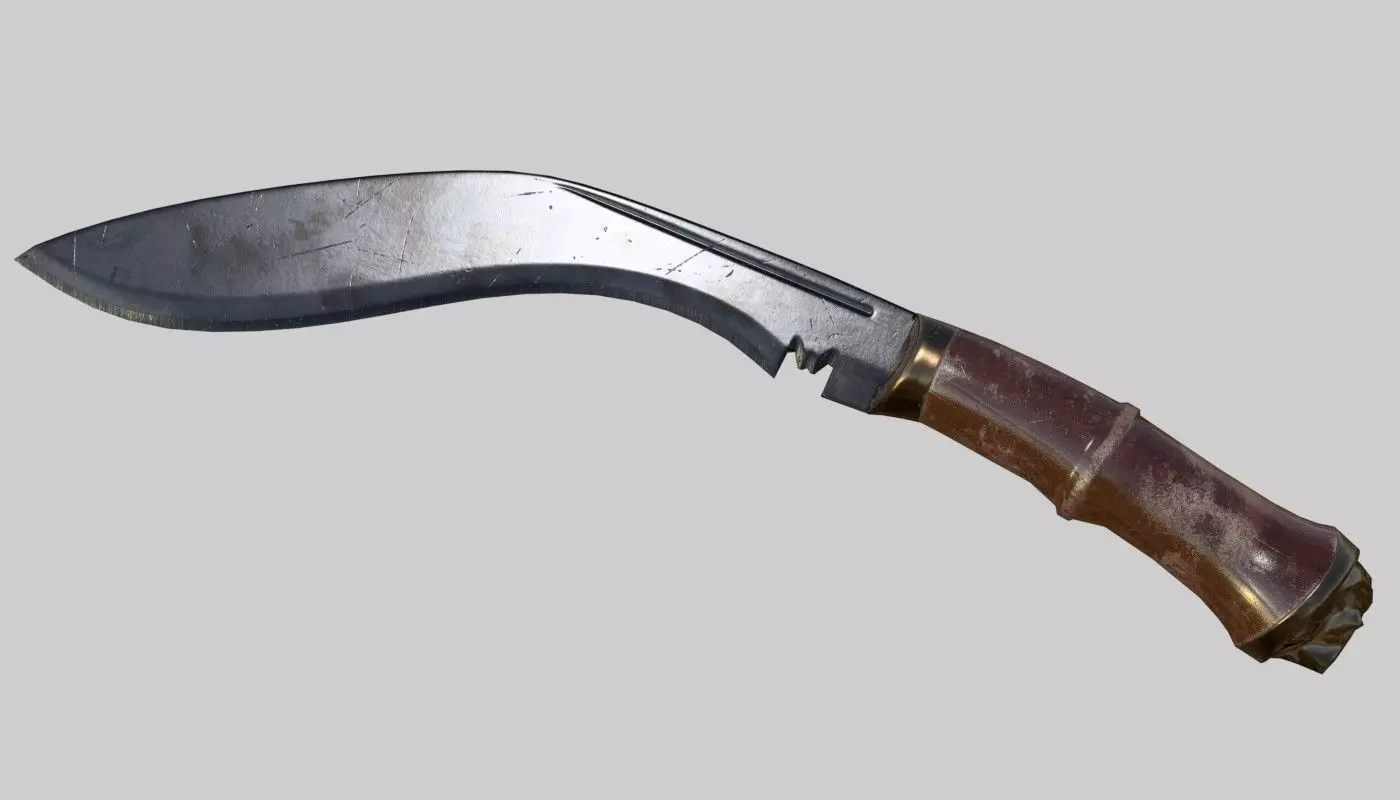 Knife Kukri PBR Game Ready Low Poly Low-poly 3D model_0