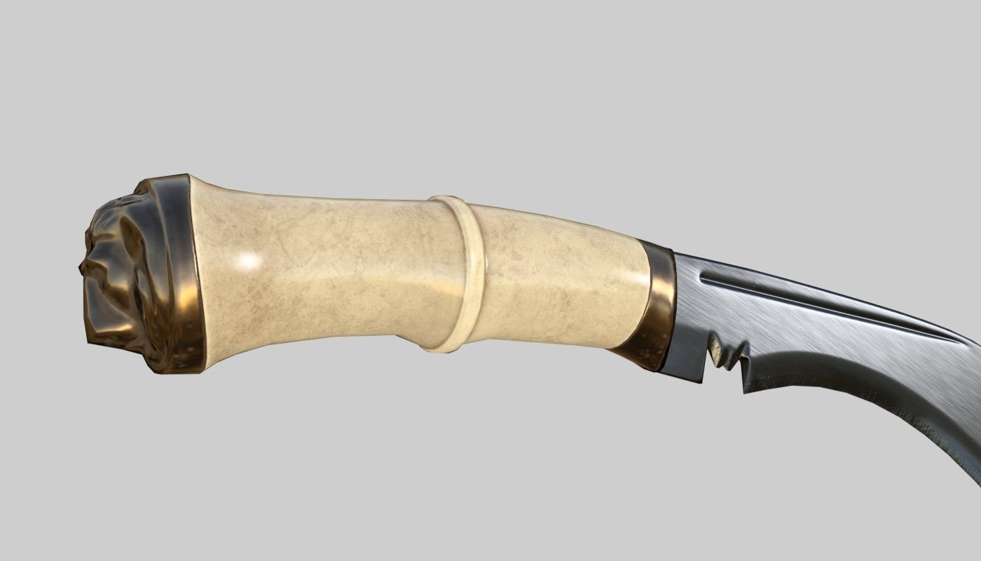Knife Kukri PBR Game Ready Low Poly Low-poly 3D model_3