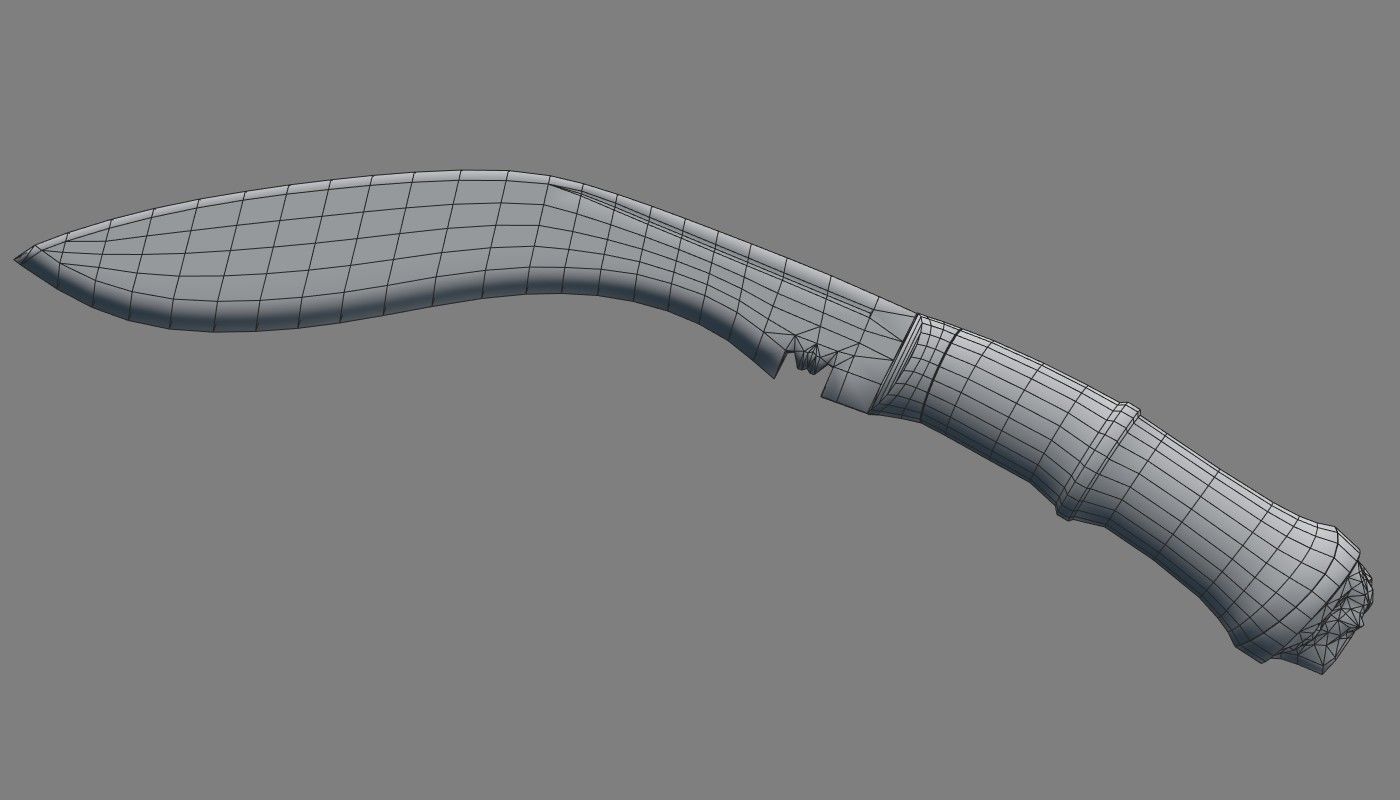 Knife Kukri PBR Game Ready Low Poly Low-poly 3D model_6