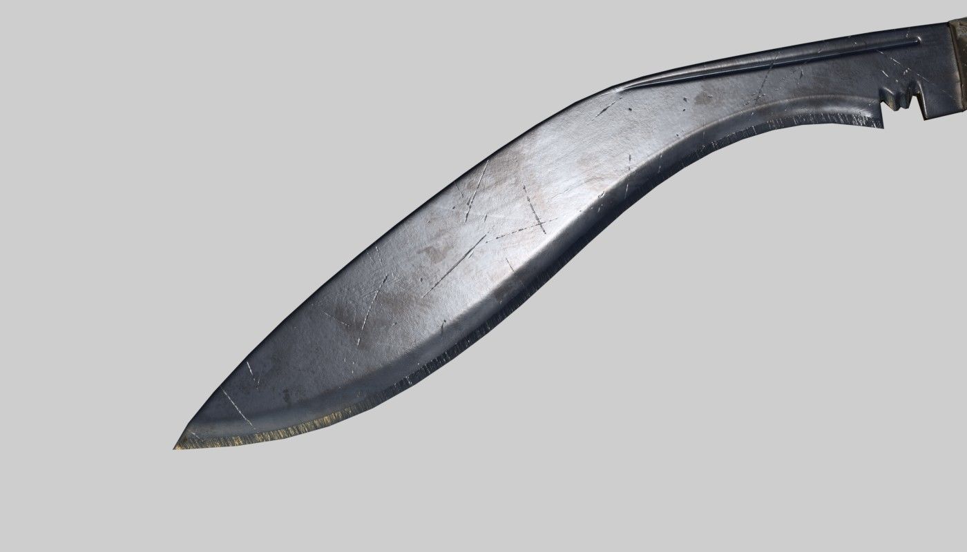 Knife Kukri PBR Game Ready Low Poly Low-poly 3D model_4