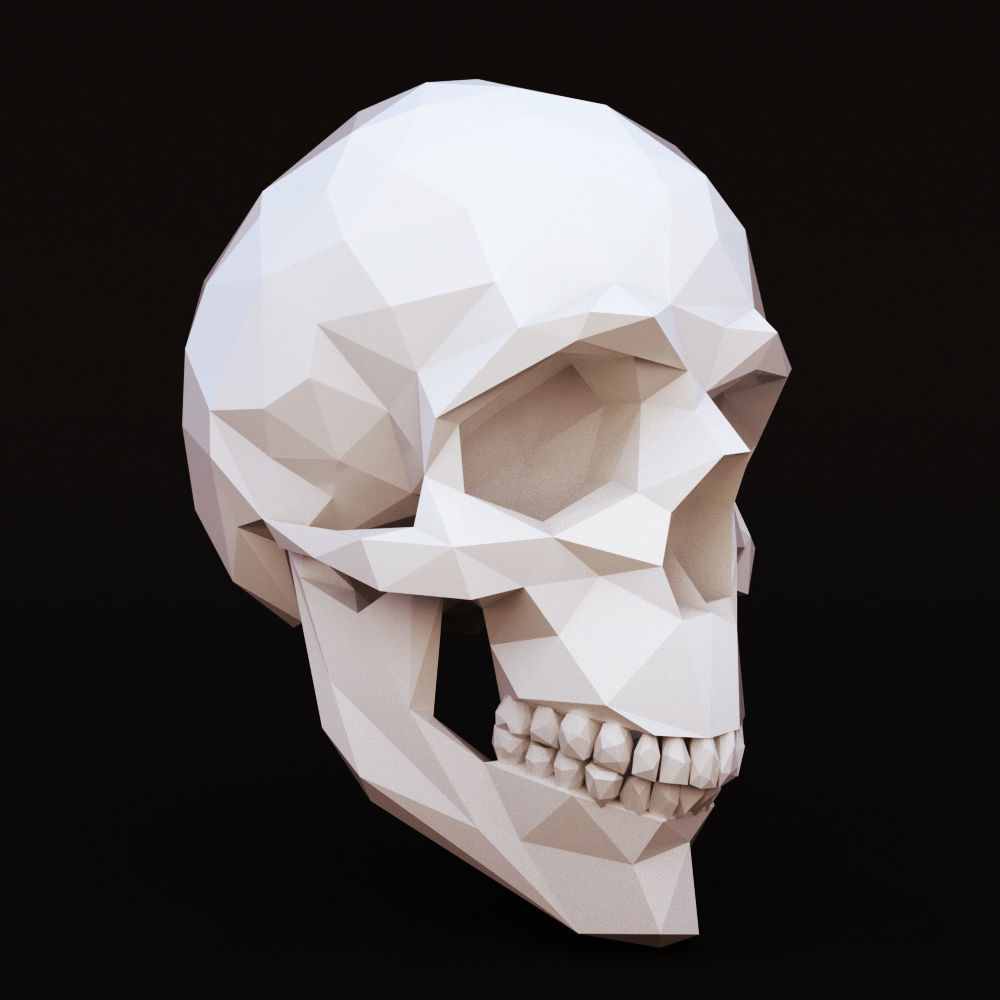 Low Poly Skull Human Low-poly 3D model_4