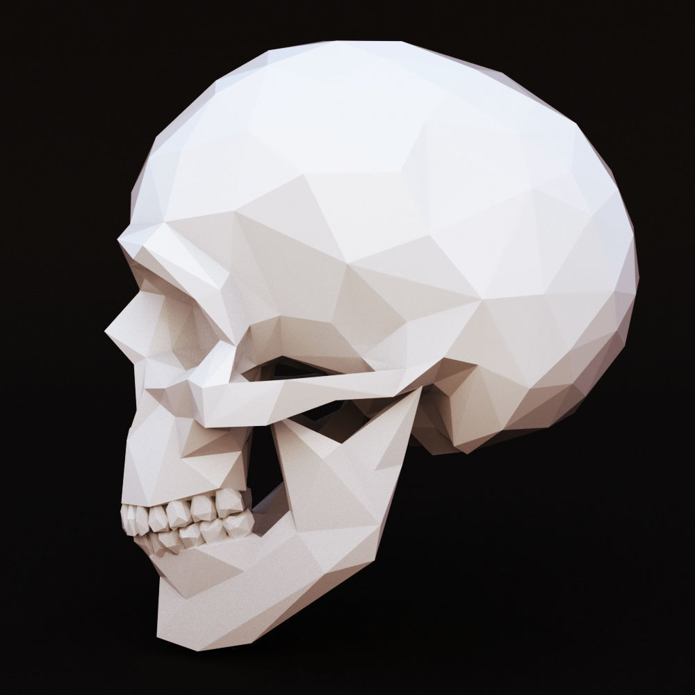 Low Poly Skull Human Low-poly 3D model_3